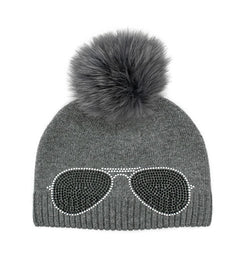 Aviator Knitted Hat w/ Pom