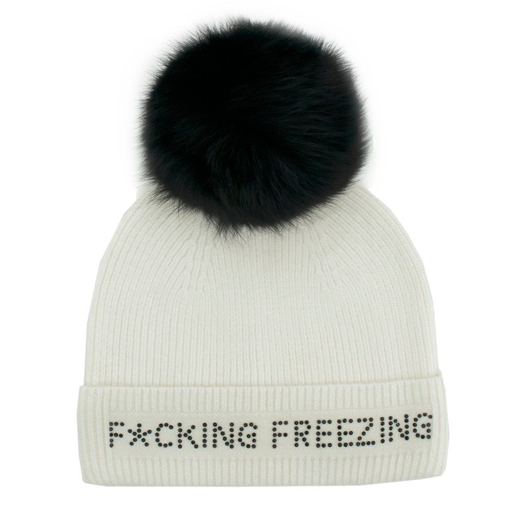 "F*cking Freezing" Knitted Hat w/ Pom